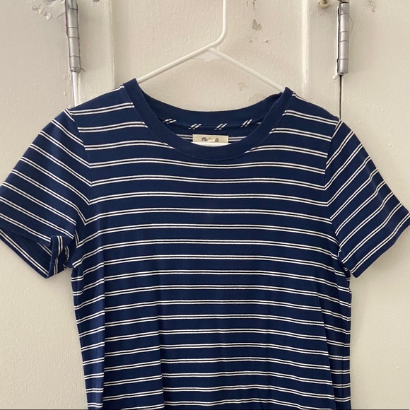 Madewell Stripe Shift Dress T-Shirt Crew Neck Pullover Short Sleeve Cotton 90s - Picture 5 of 8